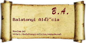 Balatonyi Alícia névjegykártya